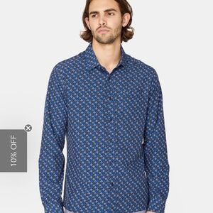 7 Diamonds Blue Patterned Shirt